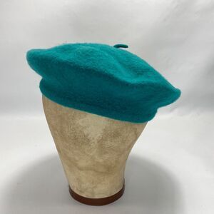 Y2K Vintage Wool Teal Blue French Beret Cap Hat Festival Chic Goth Boho Peasant